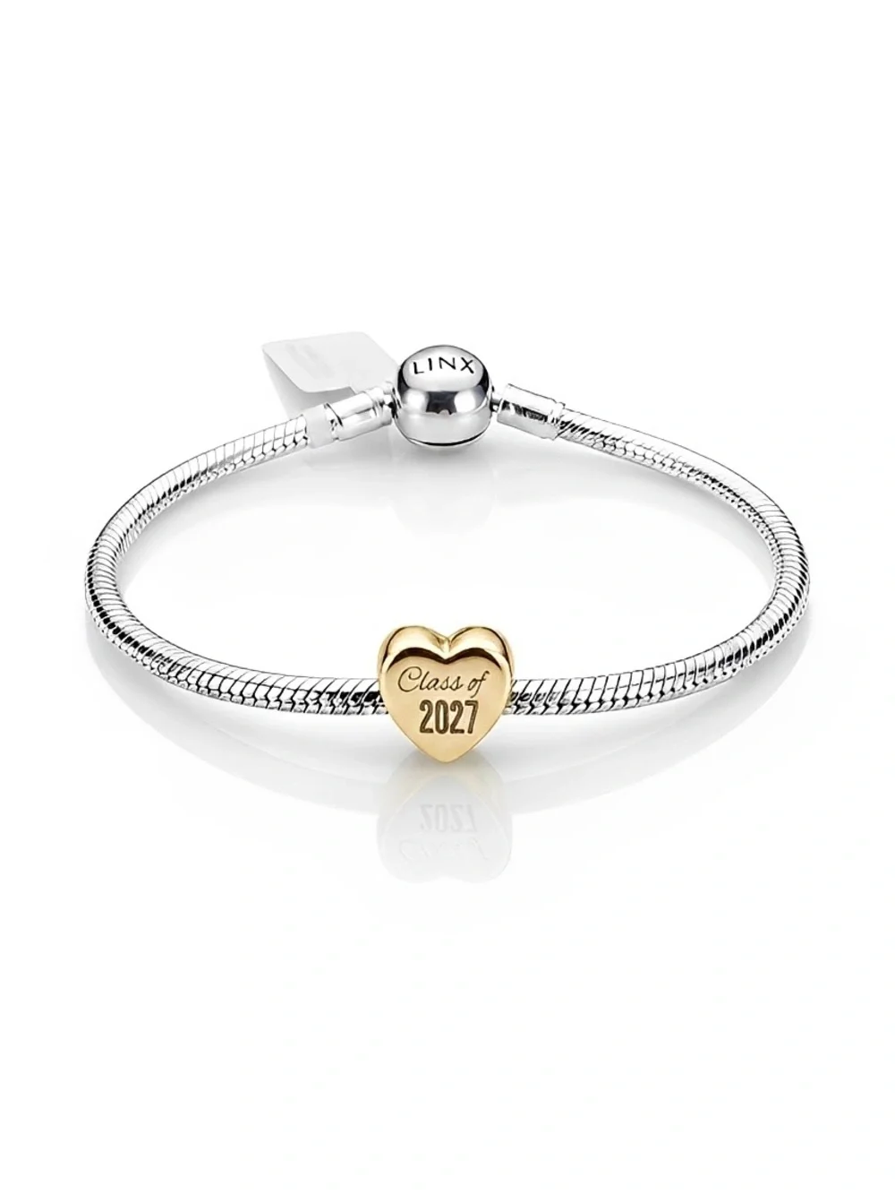 Linx Snake Chain Bracelet with Class of 2027 Graduation Heart Charm